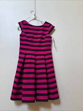 Striped Pink and Black Fit-and-Flare Dress